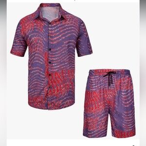 NWT Tanderin Men's Hawaiian Short Set XL
